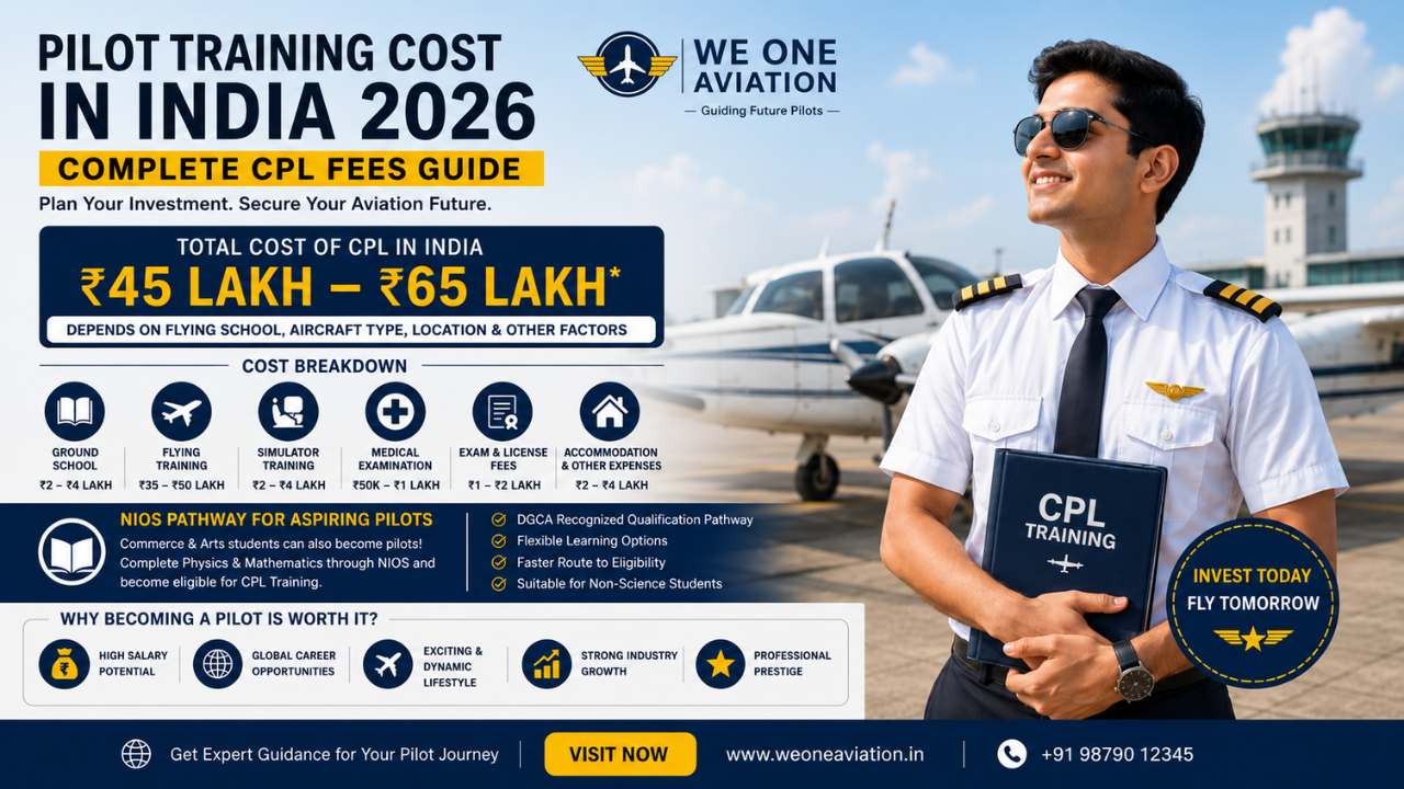 Pilot Training Cost in India 2026 – Complete CPL Fees Guide by We One Aviation